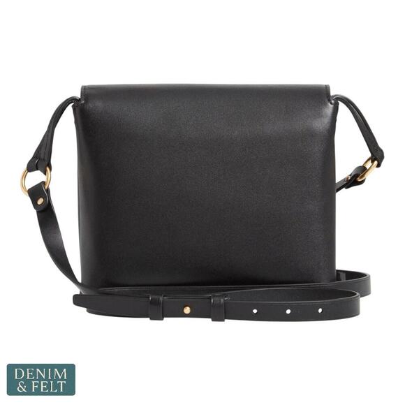 Tory Burch Miller Logo Black Leather Magnetic Flap Crossbody Bag 50769 8”x8” - Picture 5 of 16